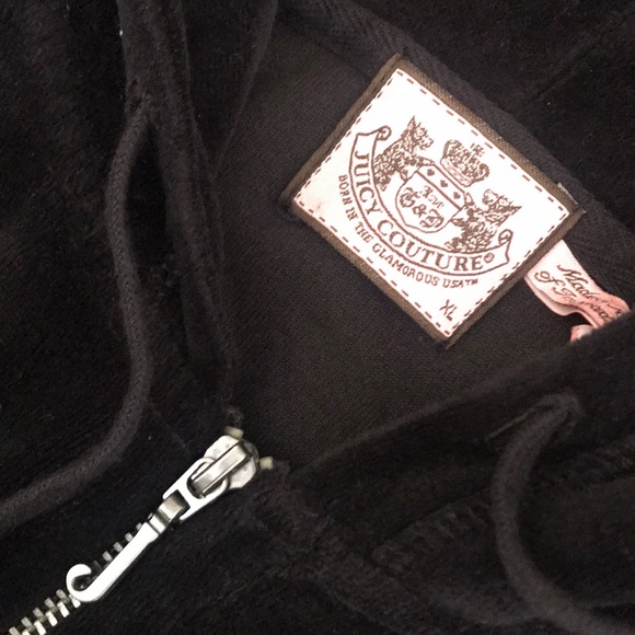 Vintage Juicy Couture Tracksuit set black plush velour & bling - Picture 10 of 16